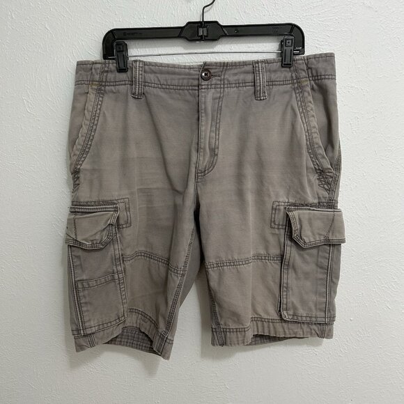 Fat Face Cargo Shorts Mens 34 Khaki Army Military Combat Utility Canvas Y2K Zip - Picture 1 of 10